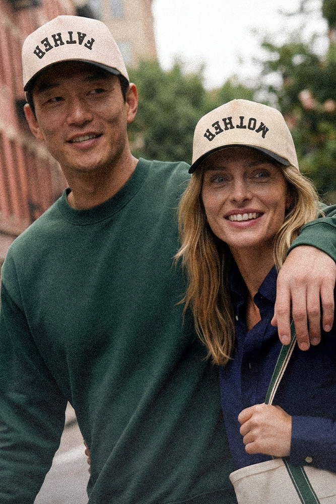 Father Letter Embroidered on Two-Tone Trucker Hat for Dads in Black by BURACQ
