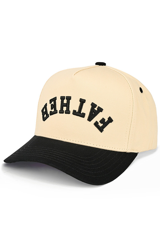 Father Letter Embroidered on Two-Tone Trucker Hat for Dads in Black