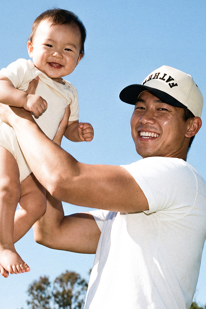 Father Letter Embroidered on Two-Tone Trucker Hat for Dads in Black
