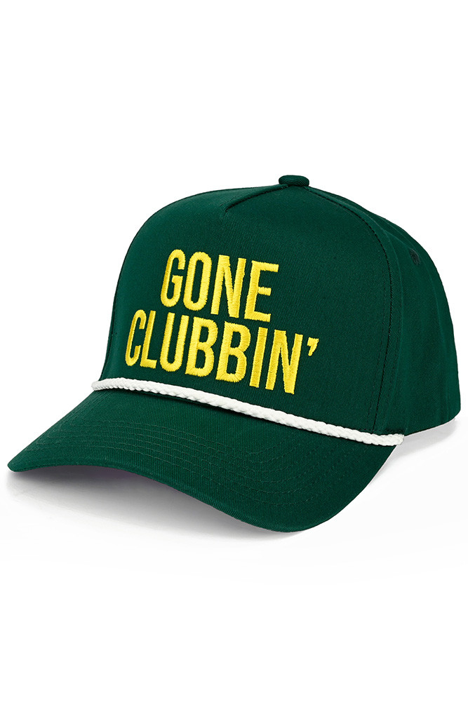 Women's Gone Clubbin' Letter with Rope on Two-Tone Trucker Hat in Dark Green White
