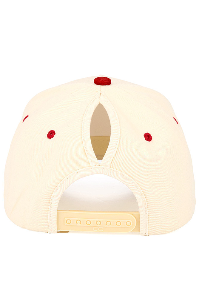 Women's Two-Tone High Pony Baseball Cap Trucker Hat in Burgundy