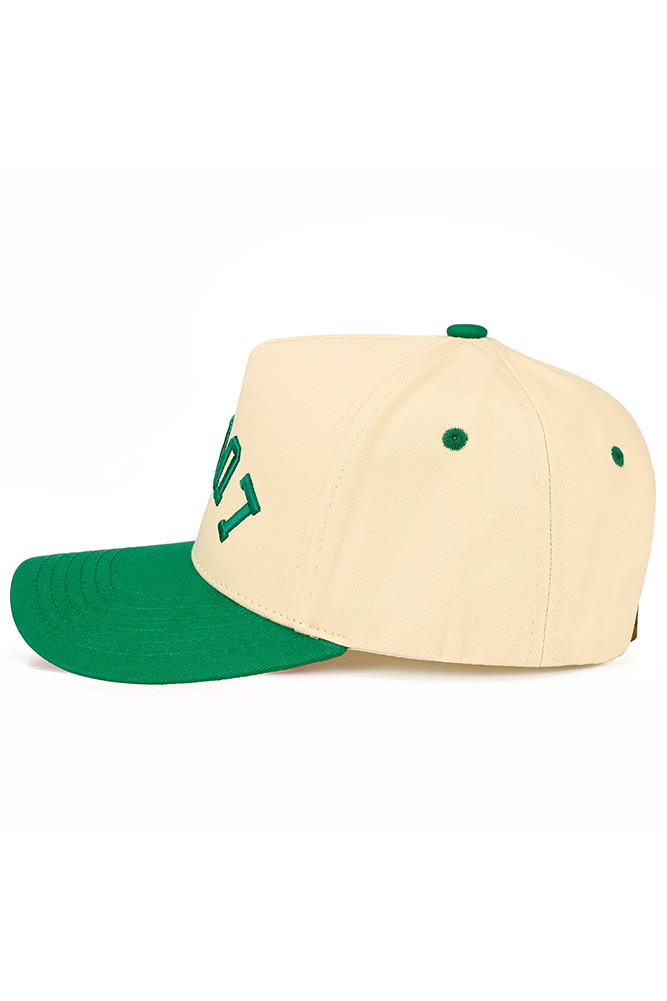 Women's Lucky Letter Embroidered on Two-Tone Trucker Hat in Green