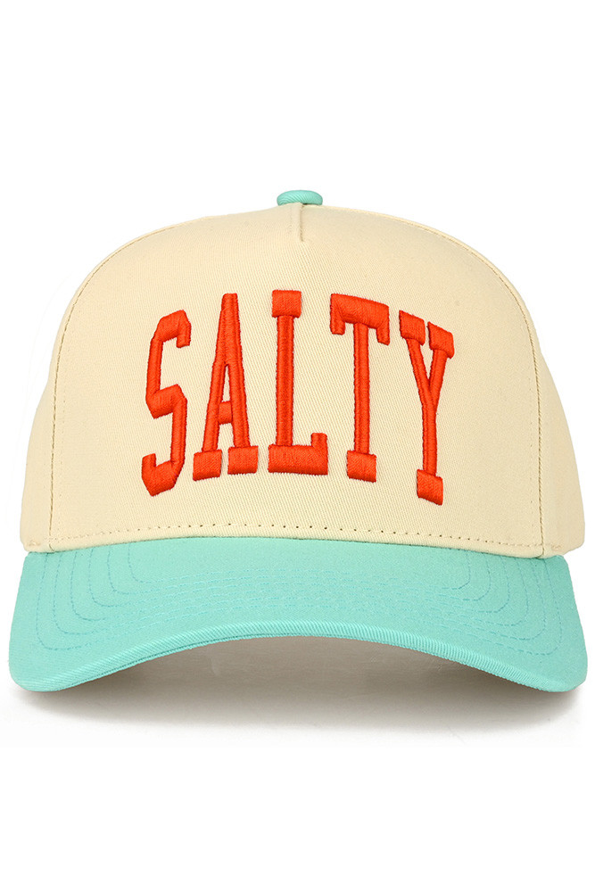 Women's Salty Letter Embroidered on Two-Tone Trucker Hat in Mint