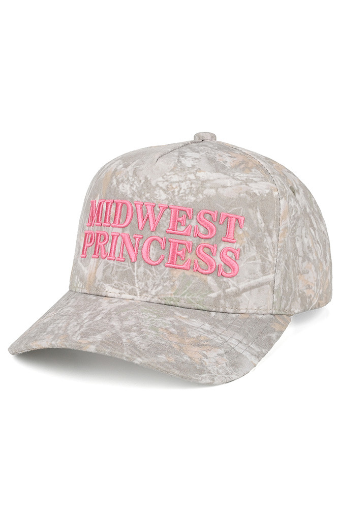 Women's Midwest Princess Letter Embroidered Camo Trucker Hat — trucker hat photo 6