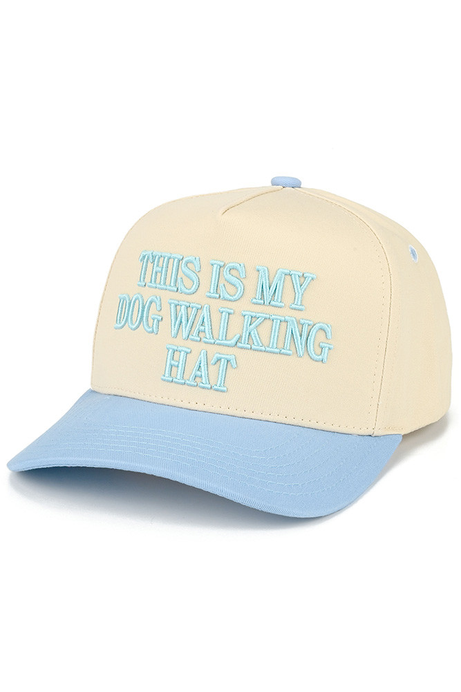 Women's This Is My Dog Walking Hat Letter Two-Tone Trucker Hat in Sky Blue