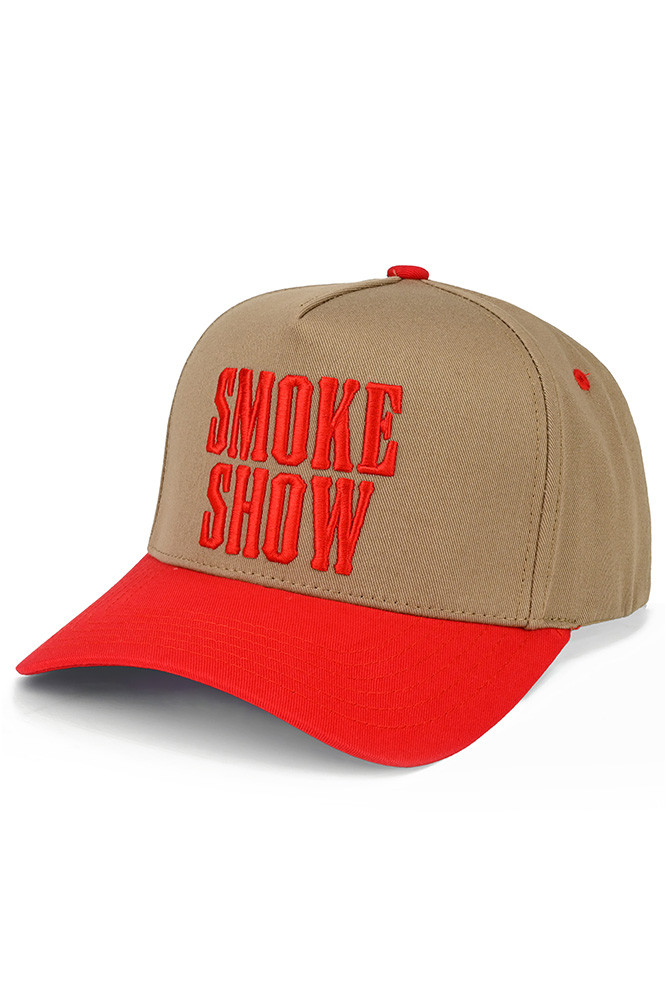 Women's Smoke Show Letter on Two-Tone Trucker Hat in Red