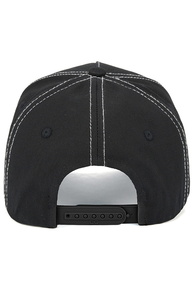 Women's Chain Stitch Plain Snap Back Trucker Hat in Black