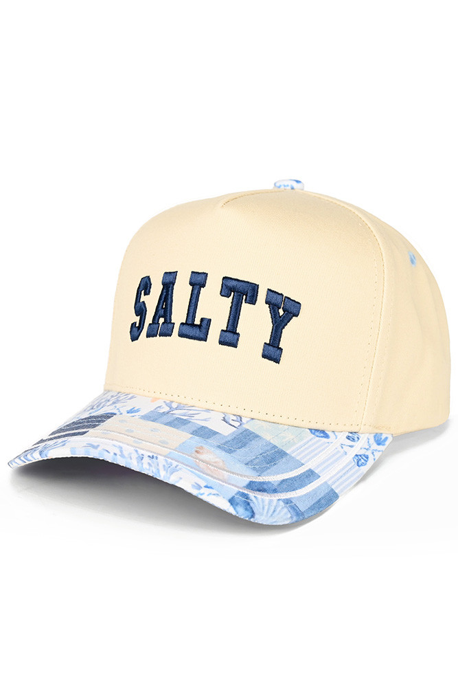 Women's Salty Letter Embroidered on Two-Tone Trucker Hat in Blue