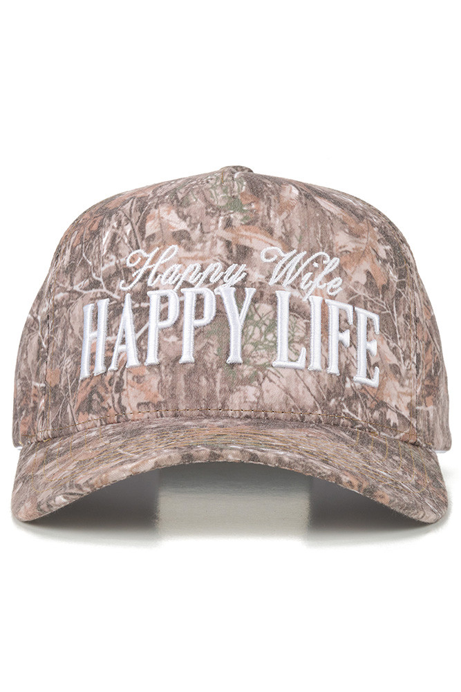 Women's Happy Wife Happy Life Letter on Two-Tone Trucker Hat — trucker hat photo 7