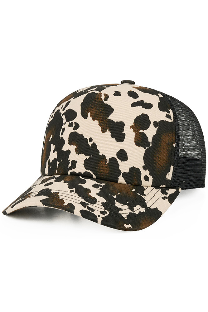 Women's Cow Pattern with Mesh Back Baseball Cap Trucker Hat in Cow