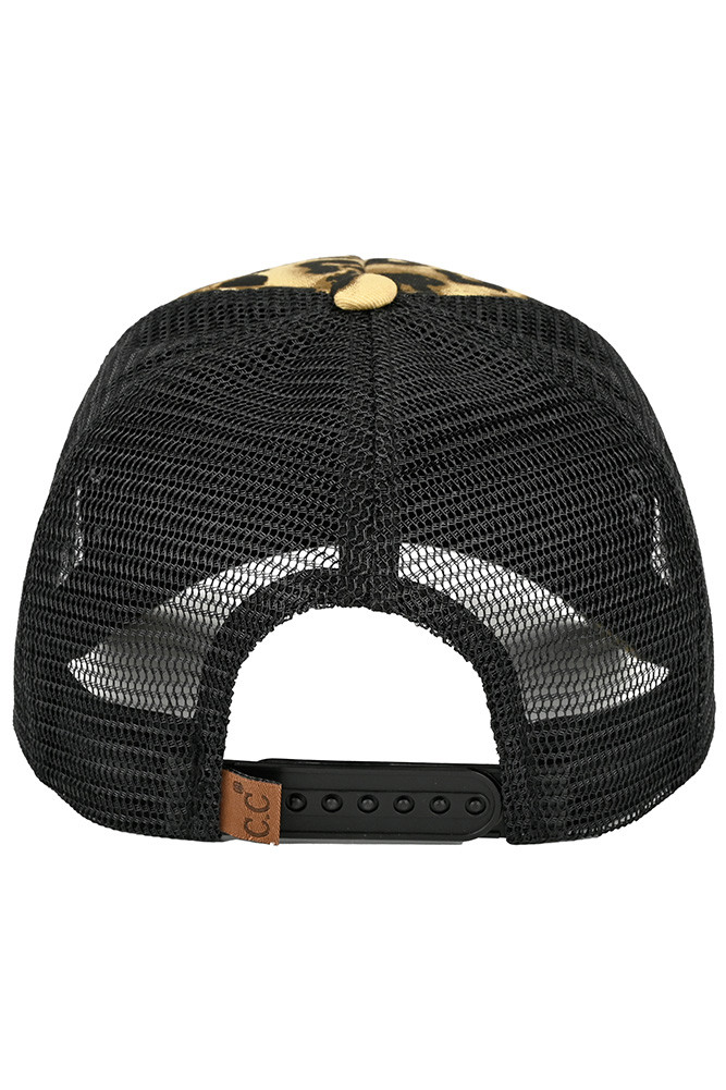 Women's Leopard Pattern with Mesh Back Baseball Cap Trucker Hat in Leopard