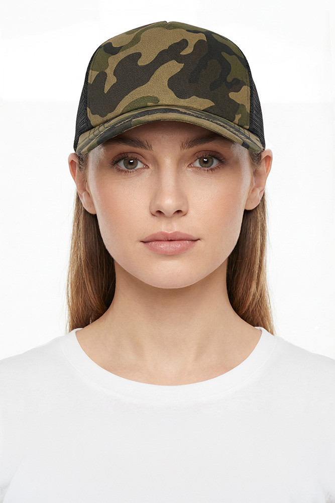 Women's Camouflage with Mesh Back Baseball Cap Trucker Hat in Olive by BURACQ