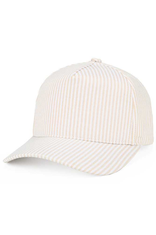 Women's Stripe Pattern Criss-Cross Ponytail Trucker Hat by BURACQ