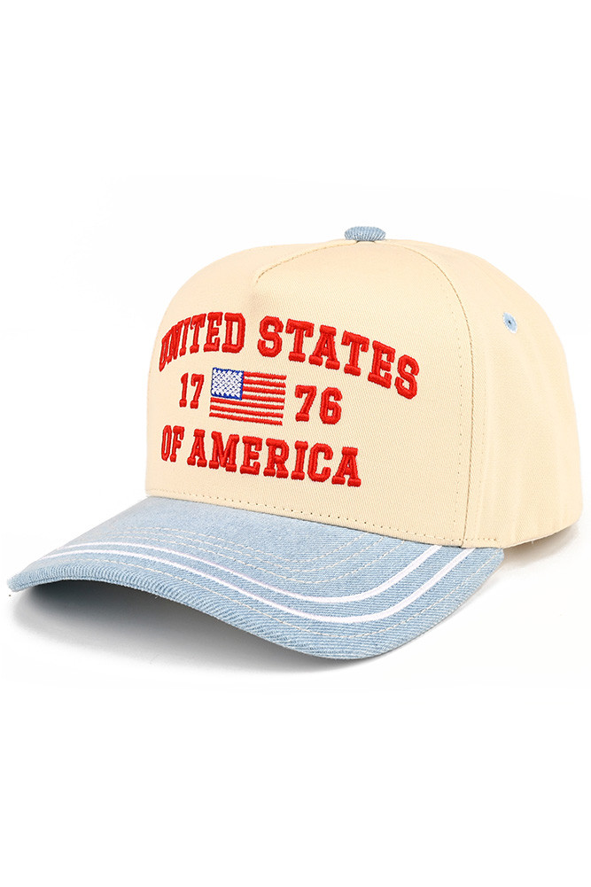 Women's United States 1776 Letter on Two-Tone Trucker Hat in Light Denim