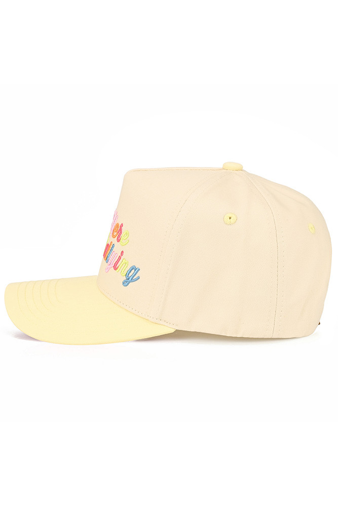 Women's Out Here Dilly Dallying Letter on Two-Tone Trucker Hat in Butter Yellow