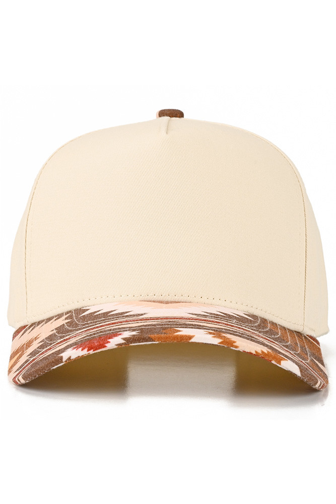 Women's South Western Aztec Pattern Bill Two-Tone Trucker Hat in Brown