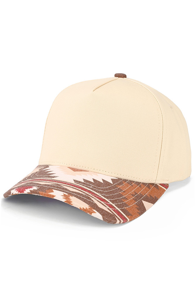 Women's South Western Aztec Pattern Bill Two-Tone Trucker Hat in Brown