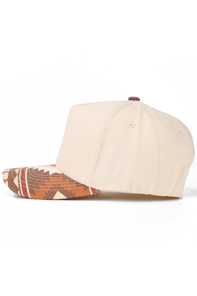 Women's South Western Aztec Pattern Bill Two-Tone Trucker Hat in Brown