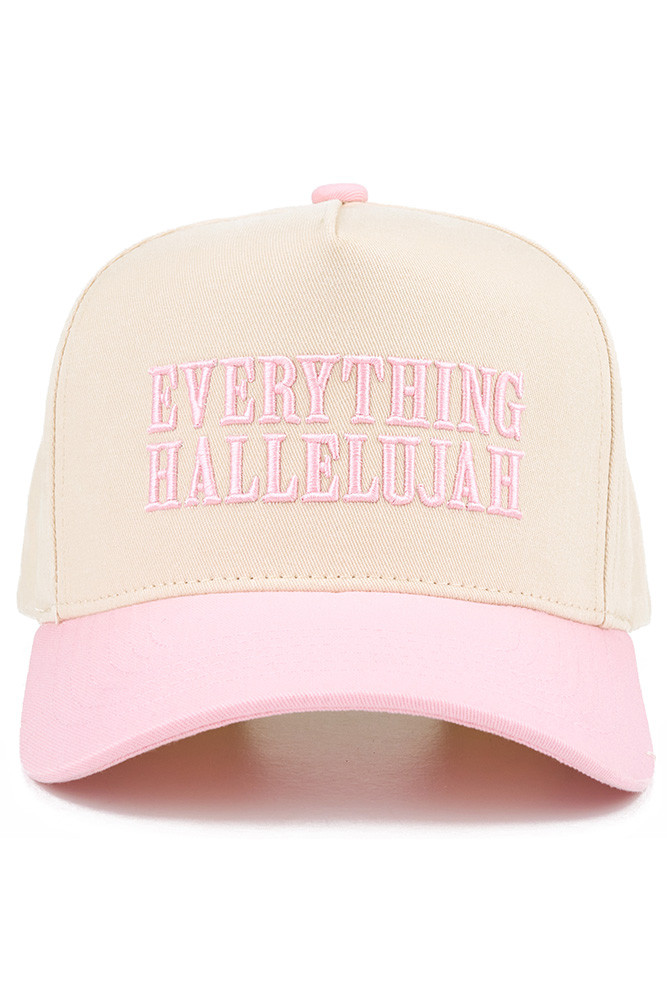 Women's Everything Hallelujah Letter Two-Tone Trucker Cap in Light Pink