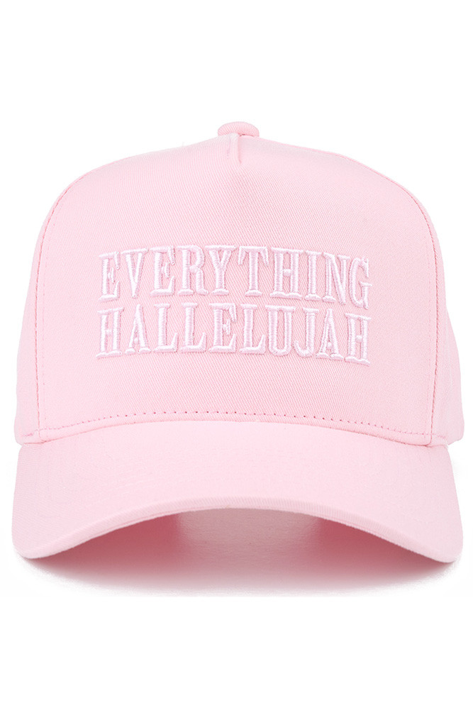 Women's Everything Hallelujah Letter Two-Tone Trucker Cap in Light Pink