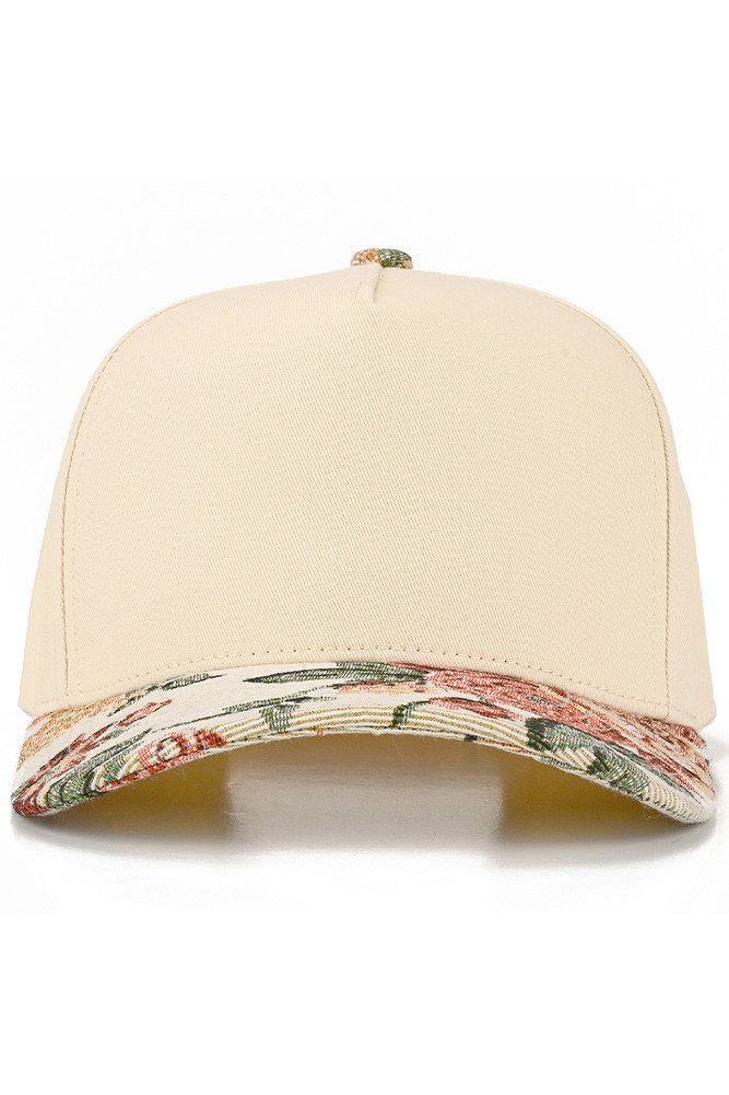 Women's Flower Jacquard Pattern Brim Two-Tone Trucker Cap — trucker hat photo 2
