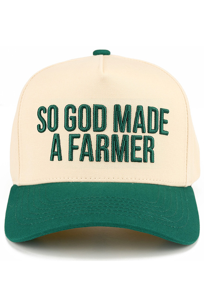 Women's So God Made a Farmer Letter Two-Tone Trucker Hat by BURACQ