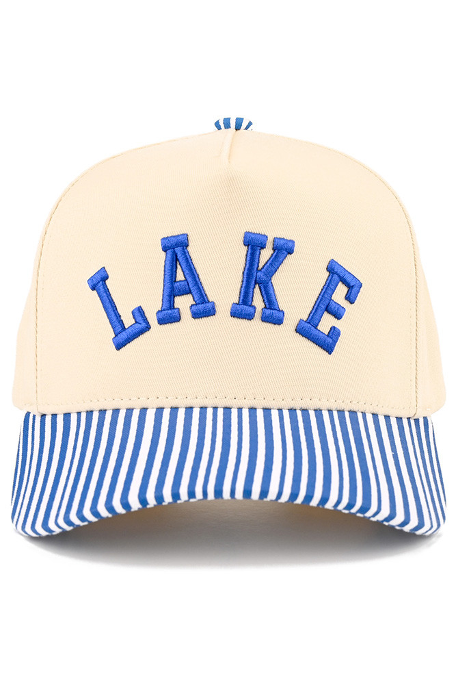 Women's Lake Letter Embroidered Two-Tone Trucker Hat in Blue