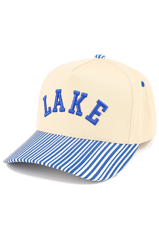 Women's Lake Letter Embroidered Two-Tone Trucker Hat in Blue