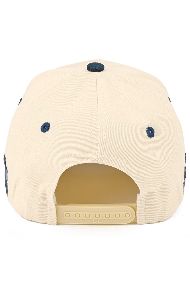 Women's Lake Bum Letter Embroidered Two-Tone Trucker Hat in Navy