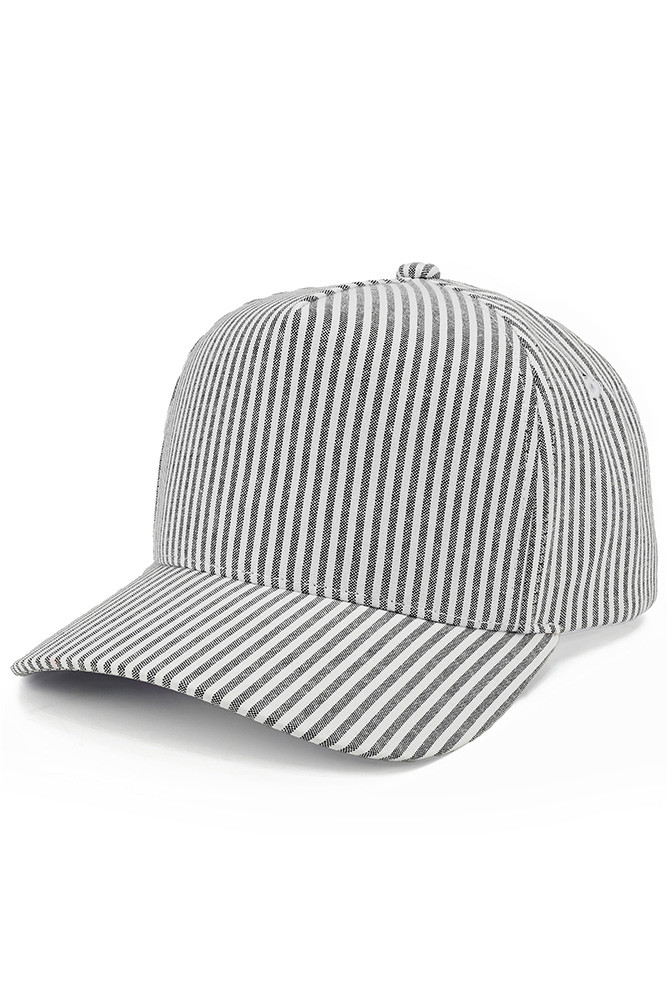 Women's All Over Stripe Pattern Two-Tone Trucker Hat in Black