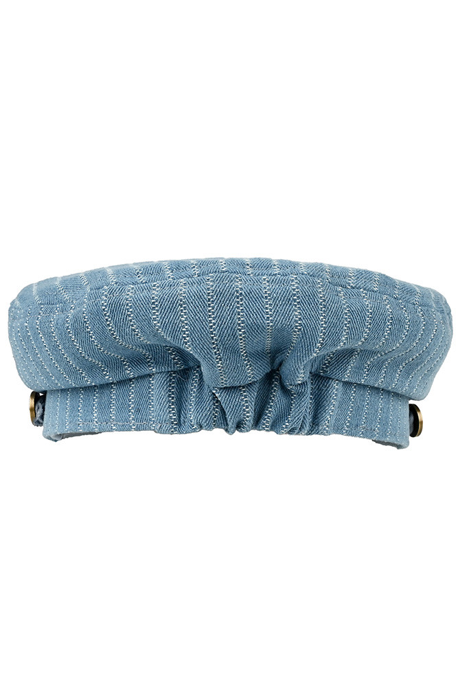 Women's Denim Pin Stripe Pattern with Rope Fisherman Cap in Denim