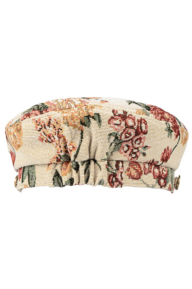 Women's Floral Pattern with Rope Fisherman Cap in Beige