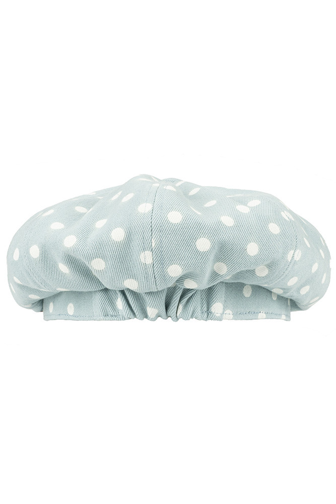 Women's Polka Dot Pattern Cotton Newsboy Cap in Dusty Blue