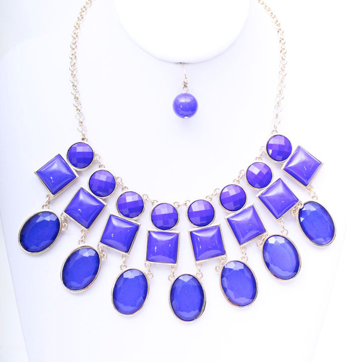 Women's Teardrop Jewel Bib Necklace and Earring Set – Style S2184 — earrings photo 5