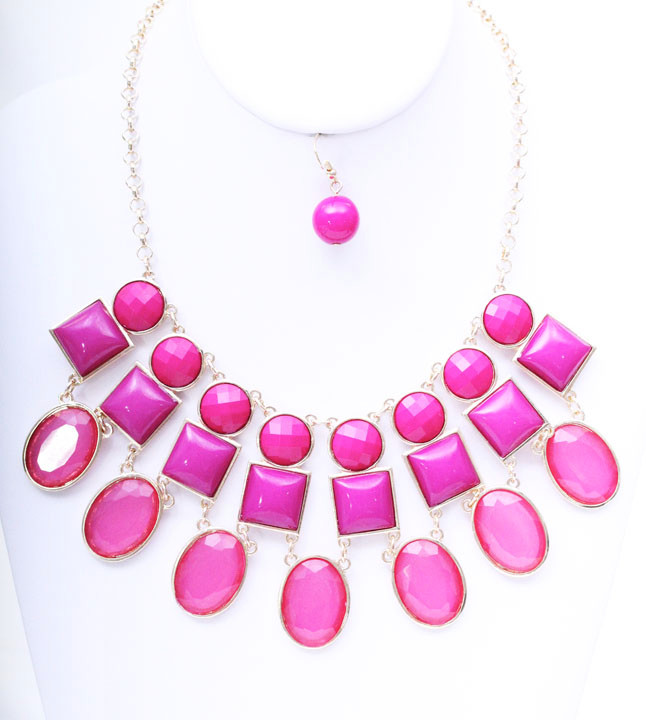Women's Teardrop Jewel Bib Necklace and Earring Set – Style S2184 — earrings photo 6
