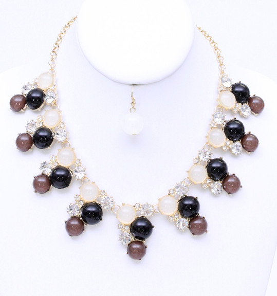 Women's Jewel Flower Statement Necklace and Earring Set – Style S2201 — earrings photo 2