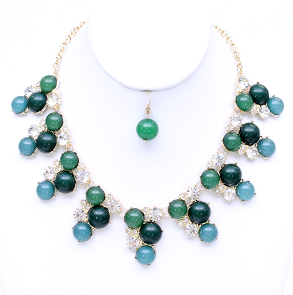 Women's Jewel Flower Statement Necklace and Earring Set – Style S2201 — earrings photo 3