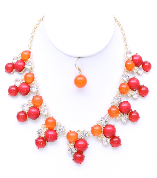 Women's Jewel Flower Statement Necklace and Earring Set – Style S2201 by BURACQ