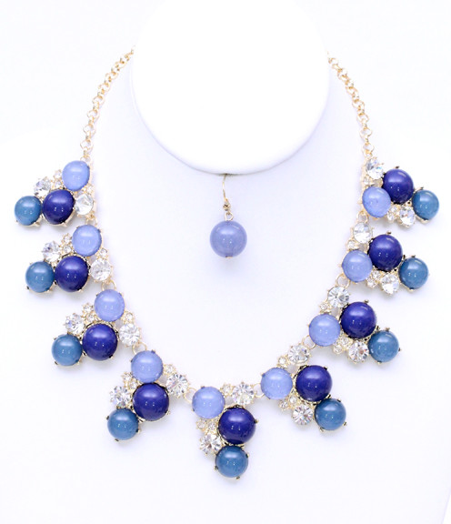 Women's Jewel Flower Statement Necklace and Earring Set – Style S2201 — earrings photo 4