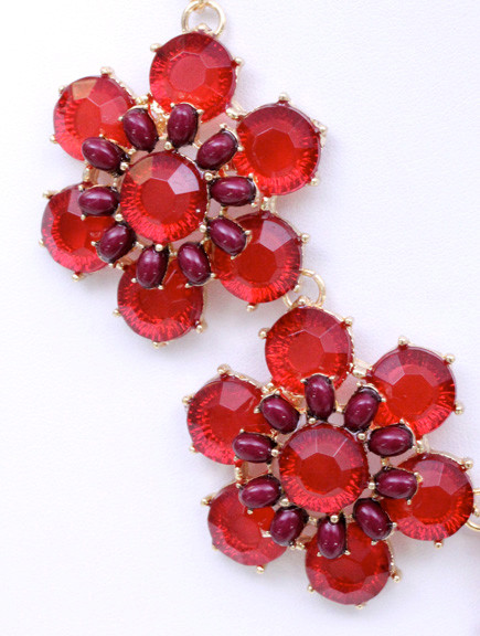 Women's Flower Jewel Statement Necklace and Earring Set – Style S2450 — earrings photo 5