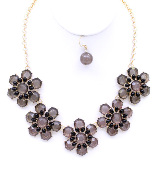 Women's Flower Jewel Statement Necklace and Earring Set – Style S2450 — earrings photo 4