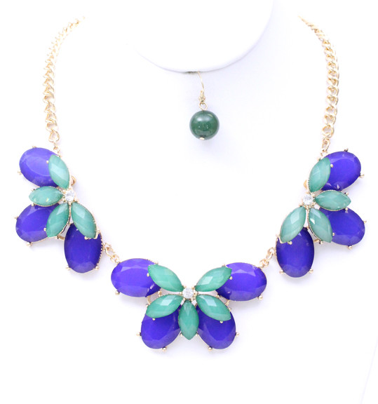 Women's Jewel Petal Statement Necklace and Earring Set – Style S2451 — earrings photo 5