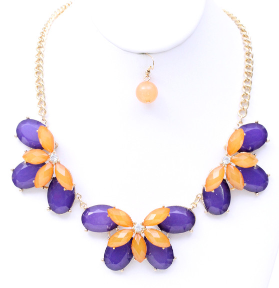 Women's Jewel Petal Statement Necklace and Earring Set – Style S2451 — earrings photo 2