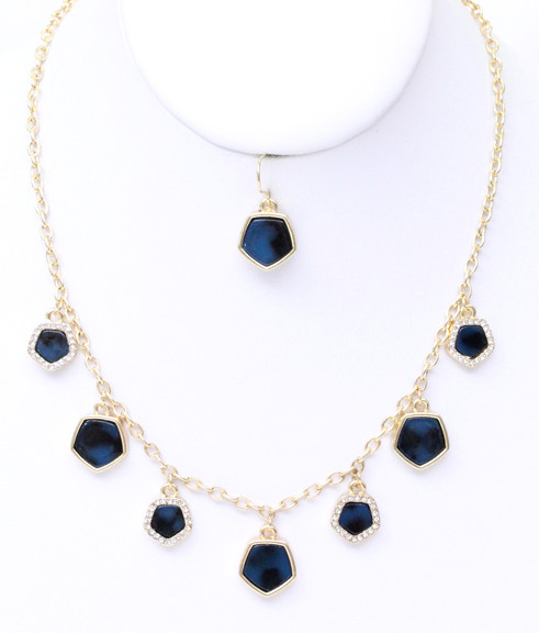 Women's Geometric Charm Necklace and Earring Set – Style MNE4150 — earrings photo 3