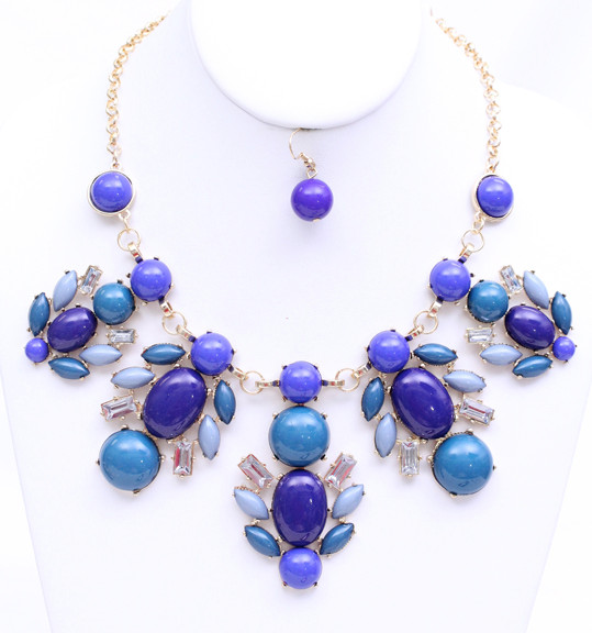 Women's Jewel Bib Statement Necklace and Earring Set – Style S2305 — earrings photo 2