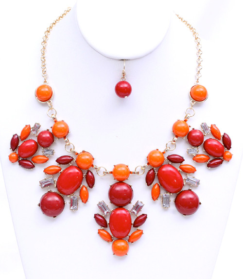 Women's Jewel Bib Statement Necklace and Earring Set – Style S2305 — earrings photo 3