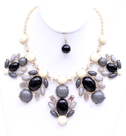 Women's Jewel Bib Statement Necklace and Earring Set – Style S2305 — earrings photo 4