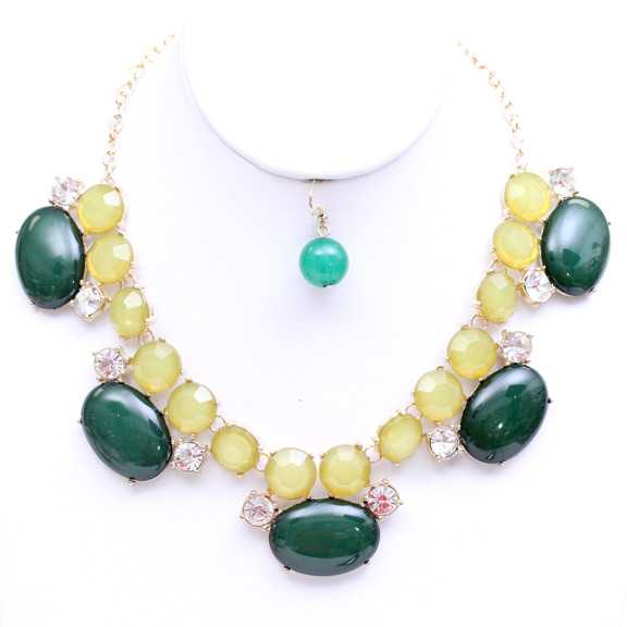 Women's Jewel Bib Statement Necklace and Earring Set – Style S2254 — earrings photo 2