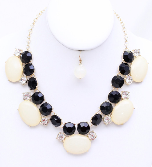 Women's Jewel Bib Statement Necklace and Earring Set – Style S2254 — earrings photo 4