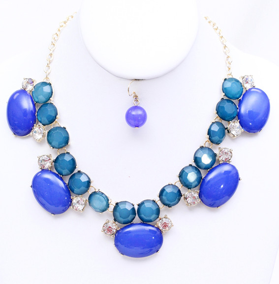 Women's Jewel Bib Statement Necklace and Earring Set – Style S2254 by BURACQ